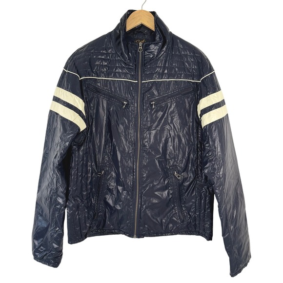 VTG Engineered Garment x Scotch Navy Quilted Bomber Jacket White Stripe M/L